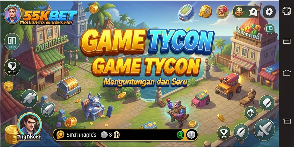 Screenshot gameplay 55KBET menampilkan keseruan mengelola bisnis.