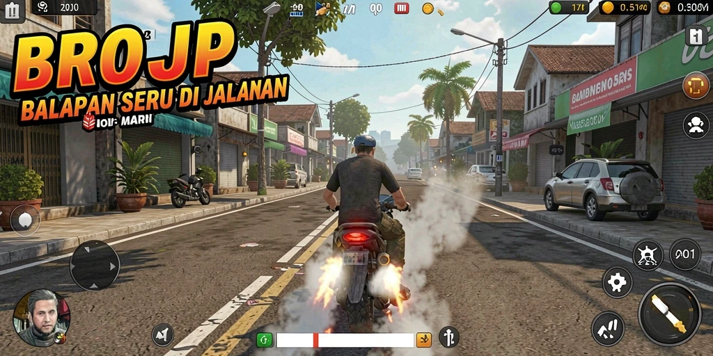 Screenshot BROJP menampilkan aksi balapan yang intens dan grafis menawan.