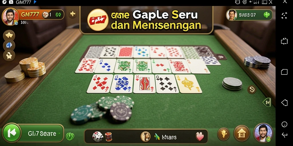 Tampilan gameplay seru dalam GM777 saat bermain Gaple online.