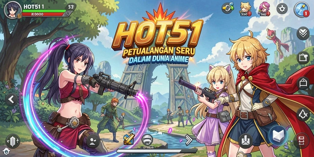 Tampilan menarik dari gameplay HOT51 yang menggambarkan karakter Anime.