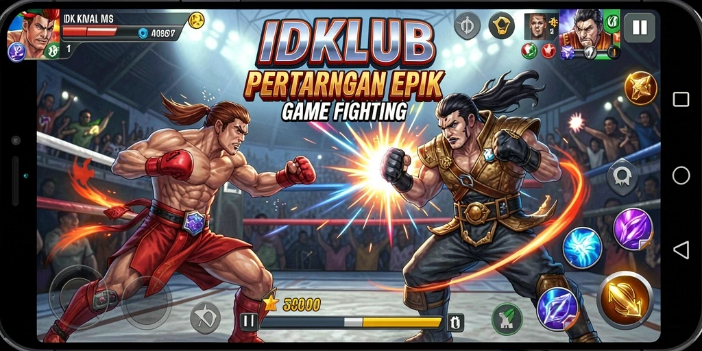 Gameplay pertarungan epik dalam IDKLUB dengan grafis menakjubkan.