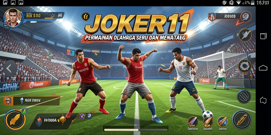 Screenshot utama JOKER11 menampilkan aksi seru dalam permainan olahraga.