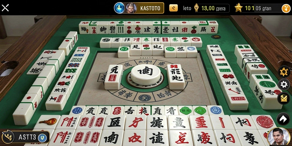 Tampilan gameplay seru KASTOTO dengan fitur Mahjong yang menarik.